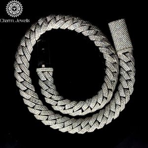 Charm Jewells Moissanite <b>Statement</b> <b>Necklace</b> Brilliant Cut Geometric Link Chain 925 Silver 14K Gold Plated IGI Certified Unisex - Product Image 6