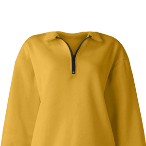 Logo personnalisé coton fait entraînement femmes demi fermeture éclair sweats/meilleure qualité femmes demi fermeture éclair pull sweats - Product Image 6