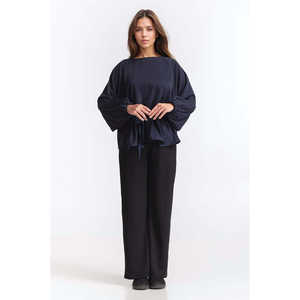 Chemisier simple et élégant à col bateau pour le printemps/été, mode décontractée Y2K, imprimé floral brodé sur satin en coton tricoté, tailles XS à XL - Product Image 5