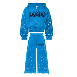 Conjunto Deportivo con Capucha Rosa para Adultos, Manga Larga, Logotipo con Estampado Brillante, Corte Regular, Ropa Casual de Otoño, 100% Algodón, Secado Rápido - Product Image 2