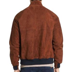 Elegante chaqueta de invierno de cuero de ante azul marino para hombre con corte refinado e interior suave para trajes casuales de negocios - Product Image 3