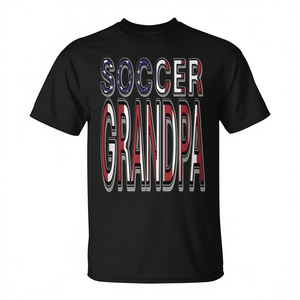 Camiseta de fútbol para abuelo, negra, unisex para adultos, cuello redondo, manga corta, deportes y juegos, serigrafía - Product Image 3