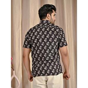 เสื้อเชิ้ตผ้าฝ้ายป๊อปลินสีดำสำหรับผู้ชาย คอตั้ง แขนครึ่ง ไซส์ 6XL สำหรับทำงาน - Product Image 6