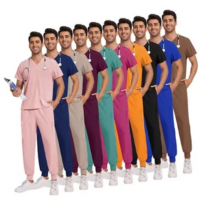 Uniforme Médico Personalizado de Fábrica 2025, Marca Privada OEM, Conjunto de Uniforme Médico para Hombre, Pantalones Rectos Elásticos Tipo Jogger, Uniforme de Hospital Azul Marino - Product Image 5