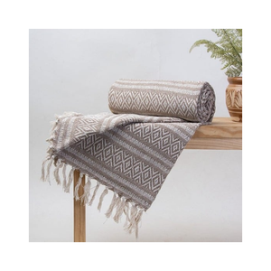 Slub Weave Linen Acrylic Blend 70x90in <b>Couch</b> <b>Throw</b> With Tassels OEKO TEX Certified Option <b>For</b> Eco Oriented Furnishing Buyers - Product Image 4