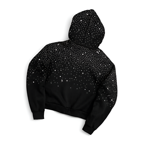 Custom <b>Black</b> Starry Print Cropped Hoodie Long Sleeve Pullover Sweatshirt for Women Streetwear Fashion Apparel Wholesale OEM <b>Go</b> - Product Image 4