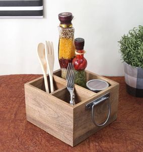 Caddy de cocina de madera de mango hecho a mano, soporte para cubiertos, servilletero para condimentos, Caddy utensilio, soporte para encimera, Organizador - Product Image 3