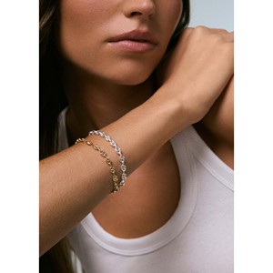 Bracelet chaîne marinée petite maille gonflée en or 14K 18K plaqué or rose, orné de diamants et de perles, style religieux, ancre, idéal pour cadeaux - Product Image 3
