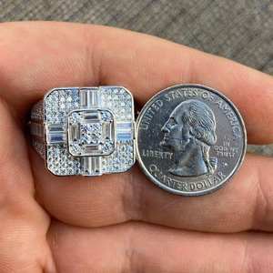 Anillo para hombre de tendencia Hip Hop Ice Out VVS Lab Grown 10K 14K 18K oro completo diamante redondeado alfabeto anillo de lujo Bisutería - Product Image 2