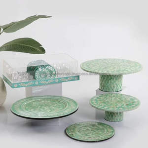 Plateaux ronds en nacre Plateau décoratif de luxe Plateaux de service artistique Fournitures pour restaurants et hôtels Support à gâteaux - Product Image 4