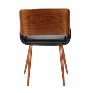 เก้าอี้รับประทานอาหารทำจากไม้เนื้อแข็งระดับกลางแบบพรีเมี่ยมพร้อมเบาะหนังสีดำสบายสำหรับบ้านคาเฟ่และร้านอาหาร - Product Image 4