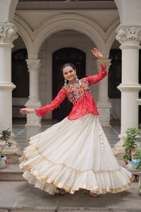 COLECCIONES NAVRATRI LEHENGA CHOLI-2025 Lehenga (FullStitched) Fabric & Work Kora Cotton - Product Image 2