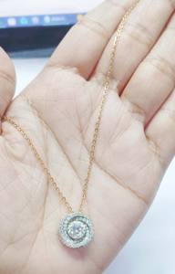 Collar de Cadena con Dije Circular Hecho a Mano con Circonita Cúbica y Diamantes de Plata de Ley 925 para Mujer - Product Image 3