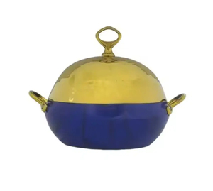 Olla de metal árabe de forma redonda de primera calidad con soporte de madera, cazuela hecha a mano para Bodas de hotel y servicio de comida de fiesta - Product Image 3