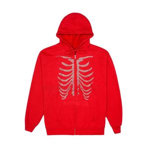 Sudadera con capucha de alta calidad con cremallera completa y pedrería de 8mm, diseño de calavera personalizado, logotipo personalizado, estilo para parejas, tela de color personalizable - Product Image 1