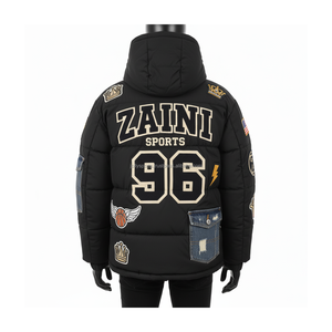 แจ็กเก็ตขนเป็ดสำหรับผู้ชายเสื้อแจ็คเก็ตผ้าโพลีเอสเตอร์แบบมีฮู้ดอบอุ่นสไตล์เดนิมแจ็กเก็ตแบบเลือกโลโก้ได้ - Product Image 2