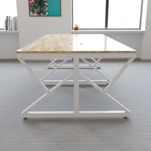 SFKC006-Juego de Mesa Minimalista de Madera y Goma para 4 Personas con Patas de Hierro Resistentes en Forma de K - Product Image 4