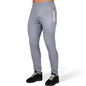 Pantalon de jogging pour homme en coton et polyester, coupe slim, uni, avec poche zippée, taille haute, pour la salle de sport, vente en gros - Product Image 5