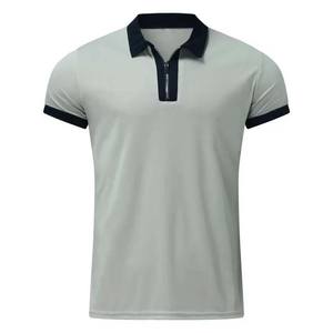 Precio de fábrica, camisetas de polo con logotipo personalizado, estilo informal de golf, camiseta de polo con cremallera de cuarto de talla grande para hombres, camisetas de polo tejidas sólidas - Product Image 1