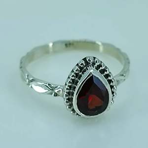 925 Sterling <b>Silver</b> Handmade <b>Ring</b> with <b>Garnet</b> Pear Cut Boho January Birthstone Jewelry Perfect Gift for Her Birthday Anniversary - Product Image 6