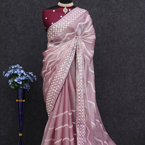 Último diseñador tela suave Sari clásico estilo Bollywood hilo secuencia trabajo boda moda indio fiesta Sari exclusivo - Product Image 1
