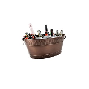 Cuve à boissons en acier inoxydable finie martelée peinte en rose avec poignée pour le stockage de glace Cuve à boissons décorative pour jardin domestique - Product Image 3
