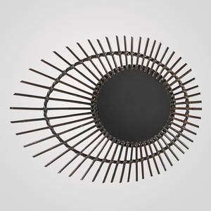 Miroir mural à cadre en rotin indonésien moderne 30cm verre de luxe maison salle de bain café nouveau style moderne décor d'anniversaire - Product Image 1