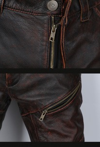 Pantalones de chándal de cuero de vaca real para mujer Pantalones de panel acolchado de carga Ropa de calle de invierno OEM - Product Image 6