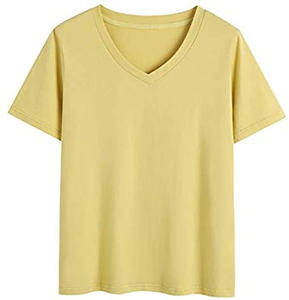Camiseta de algodón de color sólido para mujer, camiseta de manga corta de color sólido con cuello personalizado, camiseta de talla grande para mujer - Product Image 5
