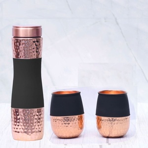 Luxury Hammered Texture Pure Copper Water <b>Bottle</b> With BPA Free Black Flip Top Sport Lid for Office & <b>Traveling</b> - Product Image 2
