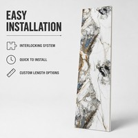 Panneau mural en PVC UV effet marbre bleu rouille charbon blanc, revêtement décoratif intérieur imperméable