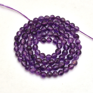AAA + amatista Africana 4mm-5mm cuentas redondas facetadas púrpura oscuro amatista Natural piedras preciosas semipreciosas cuentas redondas para joyería - Product Image 2