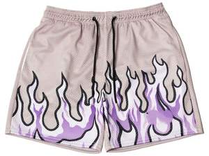 Short de gymnastique en maille pour hommes Entrejambe de 5 pouces Double couche Respirant Motif solide Logo Blanc Hip-Hop - Product Image 2