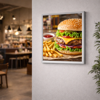 Boîte à lumière LED murale, panneau publicitaire, cadre à encliquetage en aluminium pour restaurant