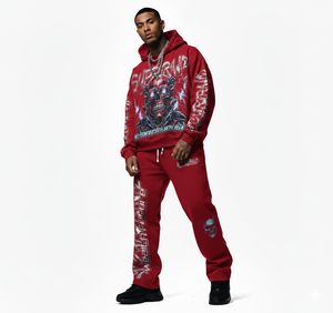 Conjunto Deportivo Negro con Estampado Gráfico Extra Grande para Hombre, Sudadera con Capucha y Pantalones Deportivos para Hombre - Product Image 3
