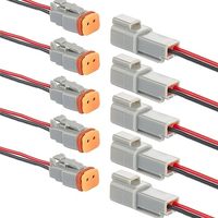 Konektor Otomotif Tahan Air E-TING Deutsch DT 2-Pin IP67 Male/Female dengan Kabel 16 AWG 5 Pasang untuk Mobil/Truk & Kapal