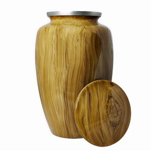 Urna de cremación de Metal marrón Premium hecha a mano de aluminio con revestimiento de Meena, recuerdo grande a prueba de fugas y Urna conmemorativa grabable - Product Image 1