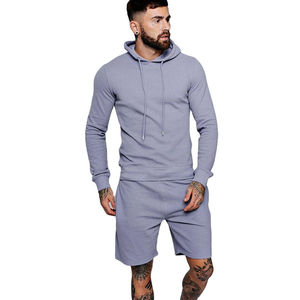 Ensemble de short à capuche pull-over respirant pour hommes fabricant OEM Ensemble court à capuche unisexe à séchage rapide avec logo personnalisé - Product Image 1