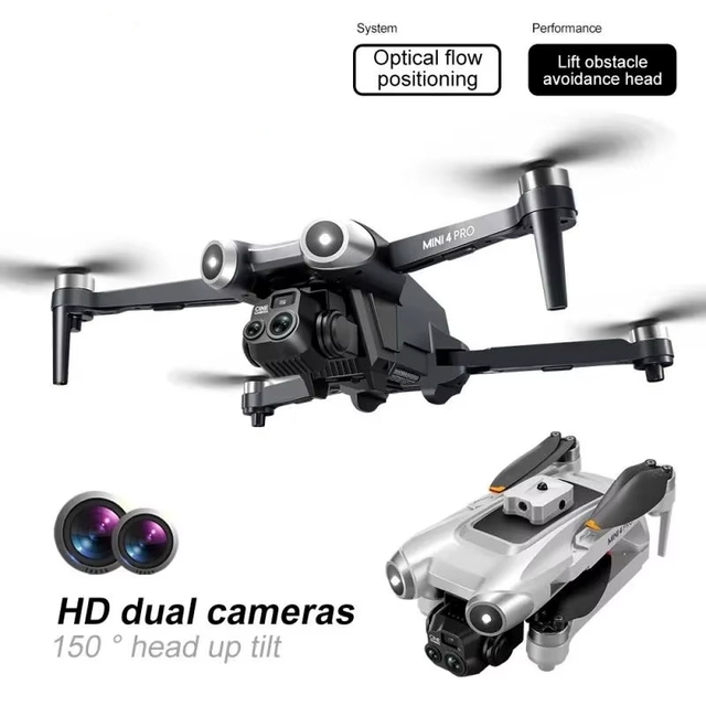 Foldable FPV Drone Dual HD Camera Wide Angle Brushless Stabilized Obstacle Avoidance Optical Flow Altitude Hold WiFi 3D Flip LED