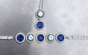 Pulsera de tenis de espinela azul, corte redondo, Plata de ley, espina azul claro y azul oscuro para sus mujeres, regalo de cumpleaños, joyería nupcial - Product Image 3