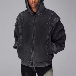 Vente en gros de sweat à capuche de haute qualité sweat à capuche oversize avec logo personnalisé Oem sweat à capuche zippé vintage délavé à l'acide - Product Image 1