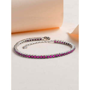 สร้อยข้อมือเทนนิสแฟชั่นสตรีสีทับทิม - Product Image 3