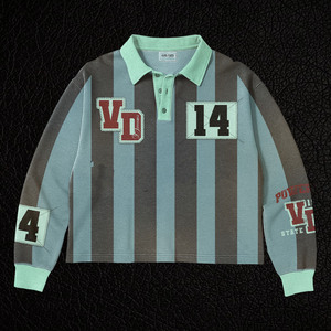 Chemise de rugby en mélange de coton et de polyester de qualité supérieure 260 GSM, noir et blanc, panneau rayé, sublimation, logo personnalisé, polos de rugby - Product Image 3