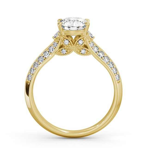 Nuevo Producto 2024, Joyería para Mujer, Anillo de Diamantes Cultivados en Laboratorio Certificados de Lujo, Diseño de Tallo Dividido con Acentos de Pavé y Milgrain, Anillo de Oro Sólido para Mujer - Product Image 6
