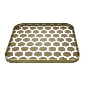 Meilleure vente plateau de service en fer fini laiton pour décoration de mariage plateau de service de style moderne fait à la main personnalisé - Product Image 1