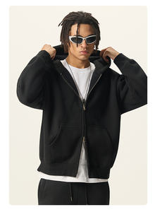 Sweat à capuche surdimensionné épais à fermeture éclair intégrale en coton 100% 350GSM avec impression DTG personnalisée du logo pour hommes - Product Image 6