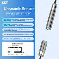 Sensor Deteksi Ultrasonik Dua Lembaran IP65 M12 Tipe Through Beam, Respon 15ms, 3 Output untuk Otomatisasi Deteksi Jarak Tingkat