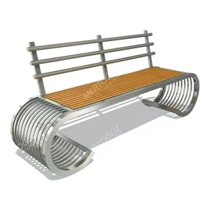 Banc en bois en acier Mob-338bStainless avec dossier Offre Spéciale, populaire pour l'extérieur, haute qualité, Logo personnalisé, prix bas