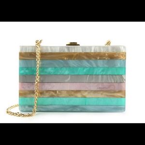 Bolso de mano de noche Rectangular con patrón geométrico acrílico colorido de moda personalizado de fabricante, Bolso liso de resina como mármol para mujer - Product Image 3