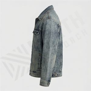 Veste en jean décontractée personnalisée pour hommes, grandes tailles, 100% coton, option logo sur le devant, respirante, veste d'hiver - Product Image 2